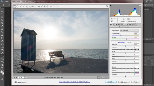 Das Original-RAW im RAW-Dialog von Photoshop CC.